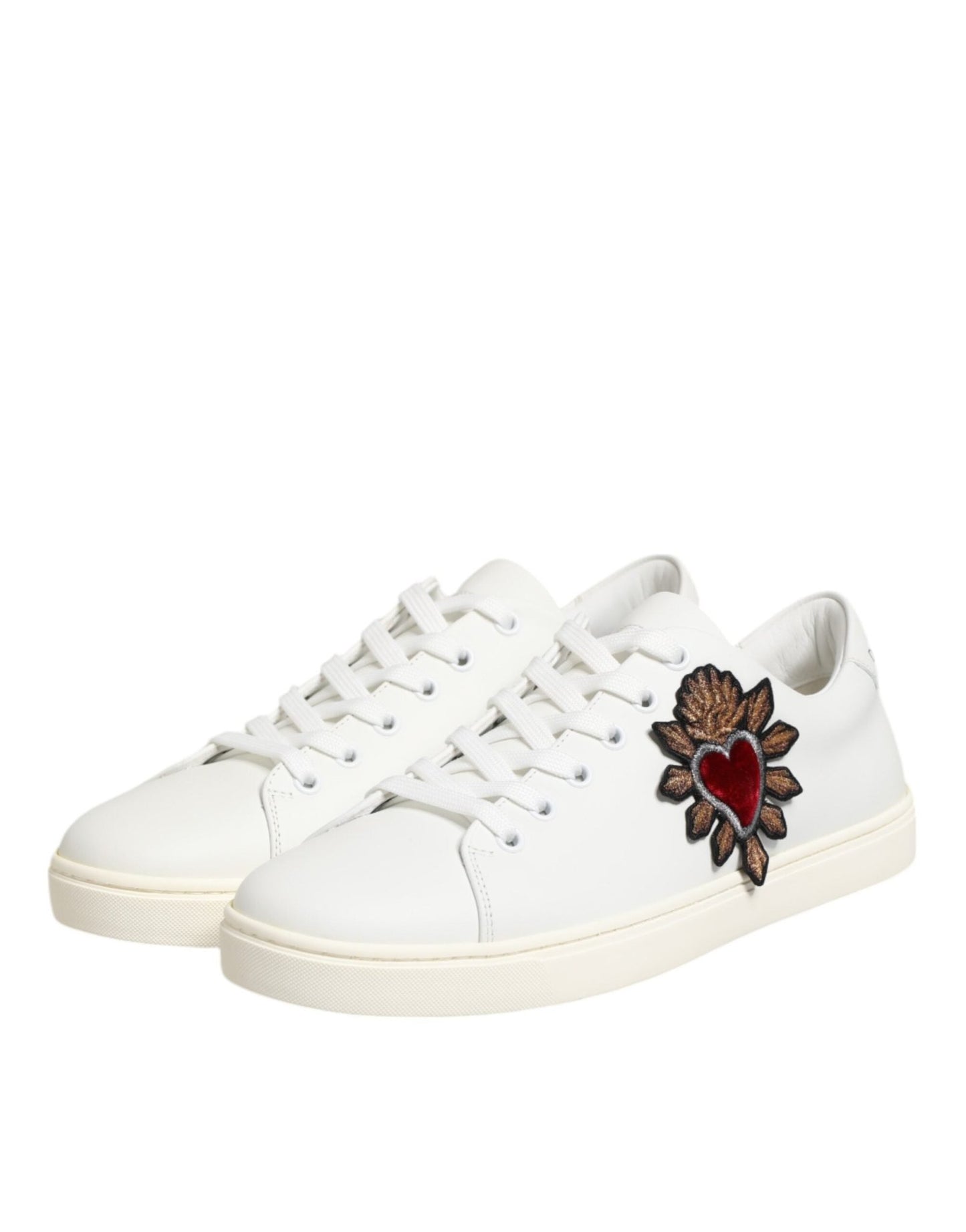 Dolce & Gabbana White Leather Sacre Heart Patch Sneakers Shoes – EU39.5/US9 par Dolce & Gabbana | Disponible sur Sandy Store ByNet
