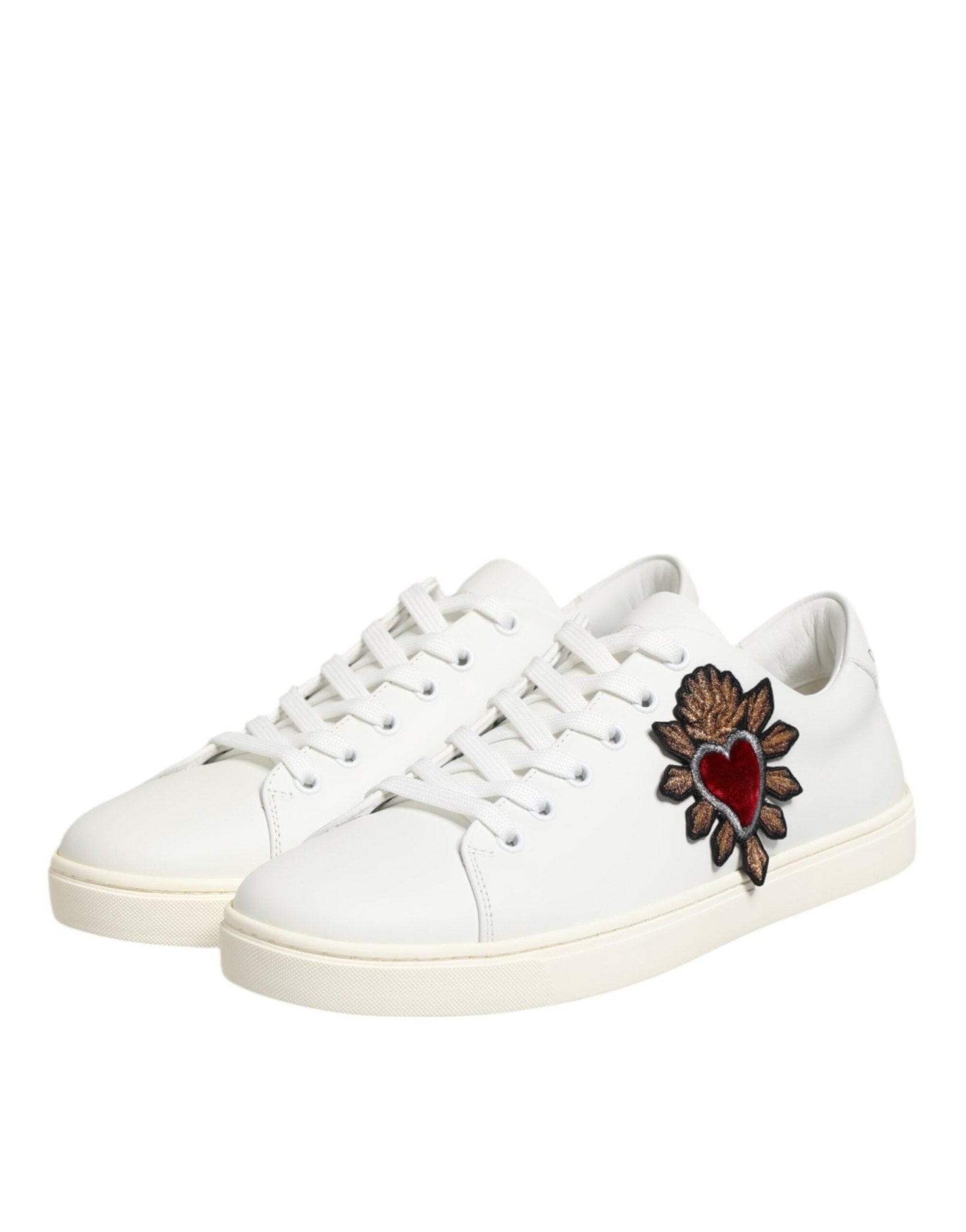 Dolce & Gabbana White Leather Sacre Heart Patch Sneakers Shoes – EU39.5/US9 par Dolce & Gabbana | Disponible sur Sandy Store ByNet