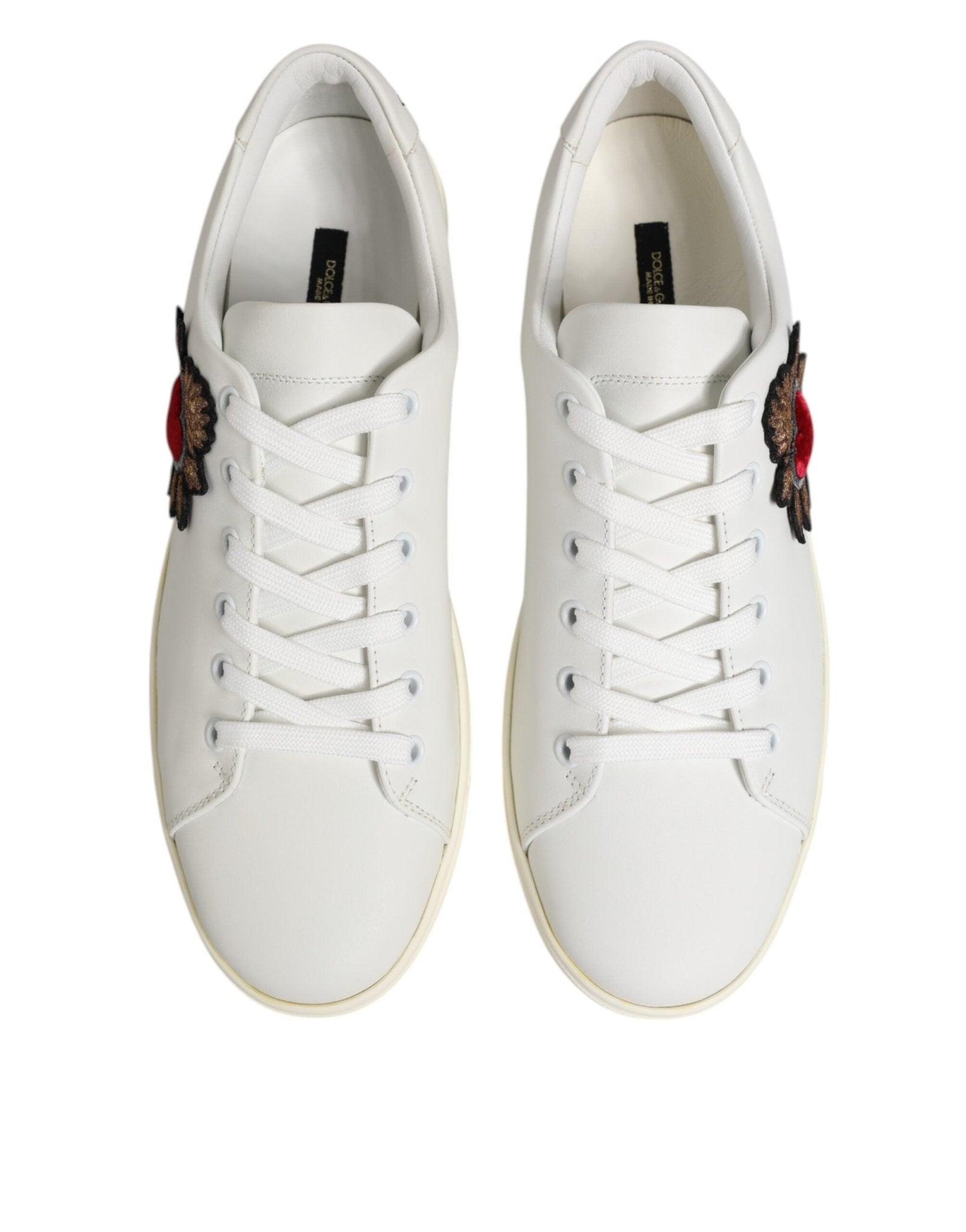 Dolce & Gabbana White Leather Sacre Heart Patch Sneakers Shoes – EU39.5/US9 par Dolce & Gabbana | Disponible sur Sandy Store ByNet
