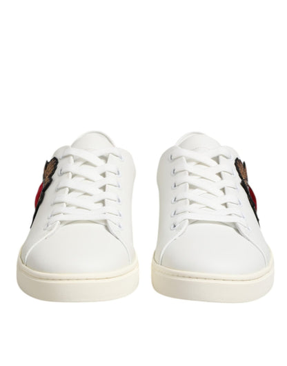 Dolce & Gabbana White Leather Sacre Heart Patch Sneakers Shoes – EU39.5/US9 par Dolce & Gabbana | Disponible sur Sandy Store ByNet