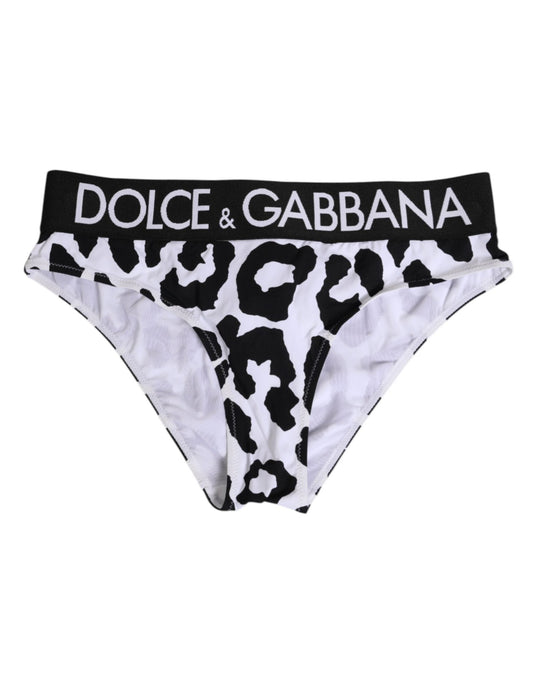 Dolce & Gabbana White Leopard Nylon High Waist Panty Underwear – IT2 | S par Dolce & Gabbana | Disponible sur Sandy Store ByNet