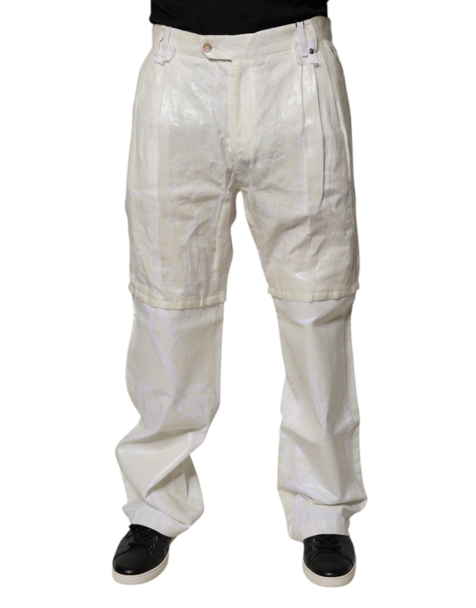 Dolce & Gabbana White Linen Mid Waist Straight Men Denim Jeans – IT48 | M par Dolce & Gabbana | Disponible sur Sandy Store ByNet