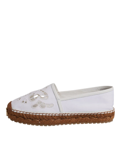 Dolce & Gabbana White Logo Eyelet Slip On Espadrilles Shoes - Sandy Store ByNet