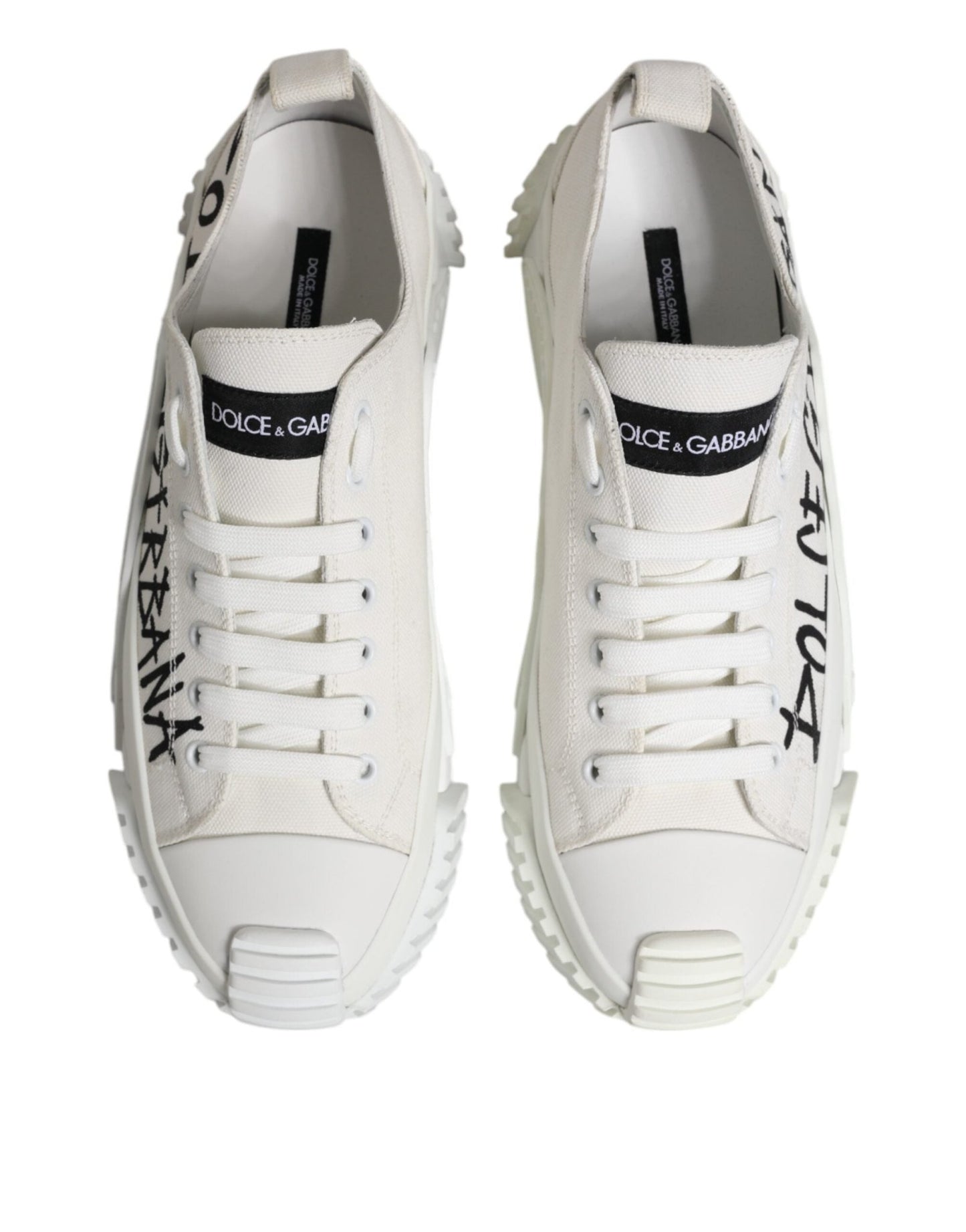 Dolce & Gabbana White Logo Graffiti Low Top Sneakers Shoes – EU44.5/US11.5 par Dolce & Gabbana | Disponible sur Sandy Store ByNet