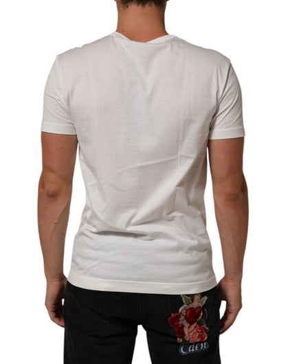 Dolce & Gabbana White Logo Patch Cotton Crew Neck Men T-shirt – IT48 | M par Dolce & Gabbana | Disponible sur Sandy Store ByNet