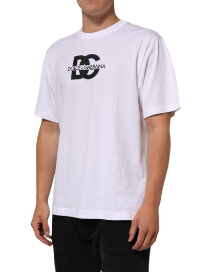 Dolce & Gabbana White Logo Print Cotton Crew Neck Men T-shirt – IT48 | M par Dolce & Gabbana | Disponible sur Sandy Store ByNet