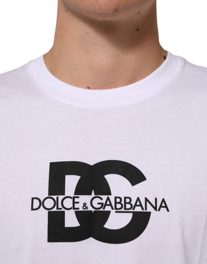 Dolce & Gabbana White Logo Print Cotton Crew Neck Men T-shirt – IT48 | M par Dolce & Gabbana | Disponible sur Sandy Store ByNet
