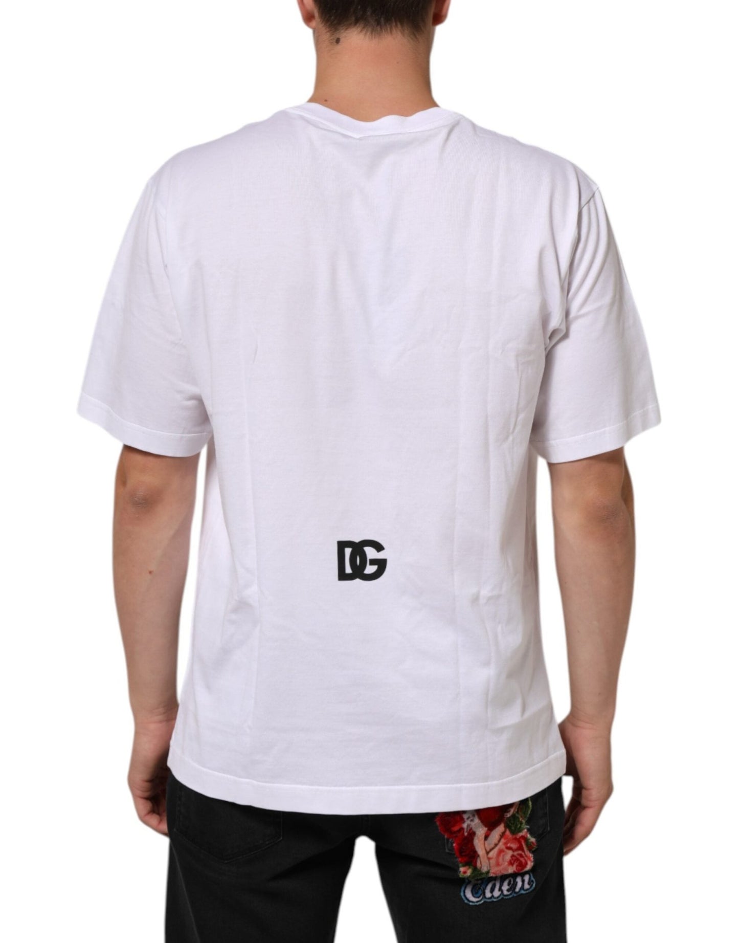 Dolce & Gabbana White Logo Print Cotton Crew Neck Men T-shirt – IT48 | M par Dolce & Gabbana | Disponible sur Sandy Store ByNet