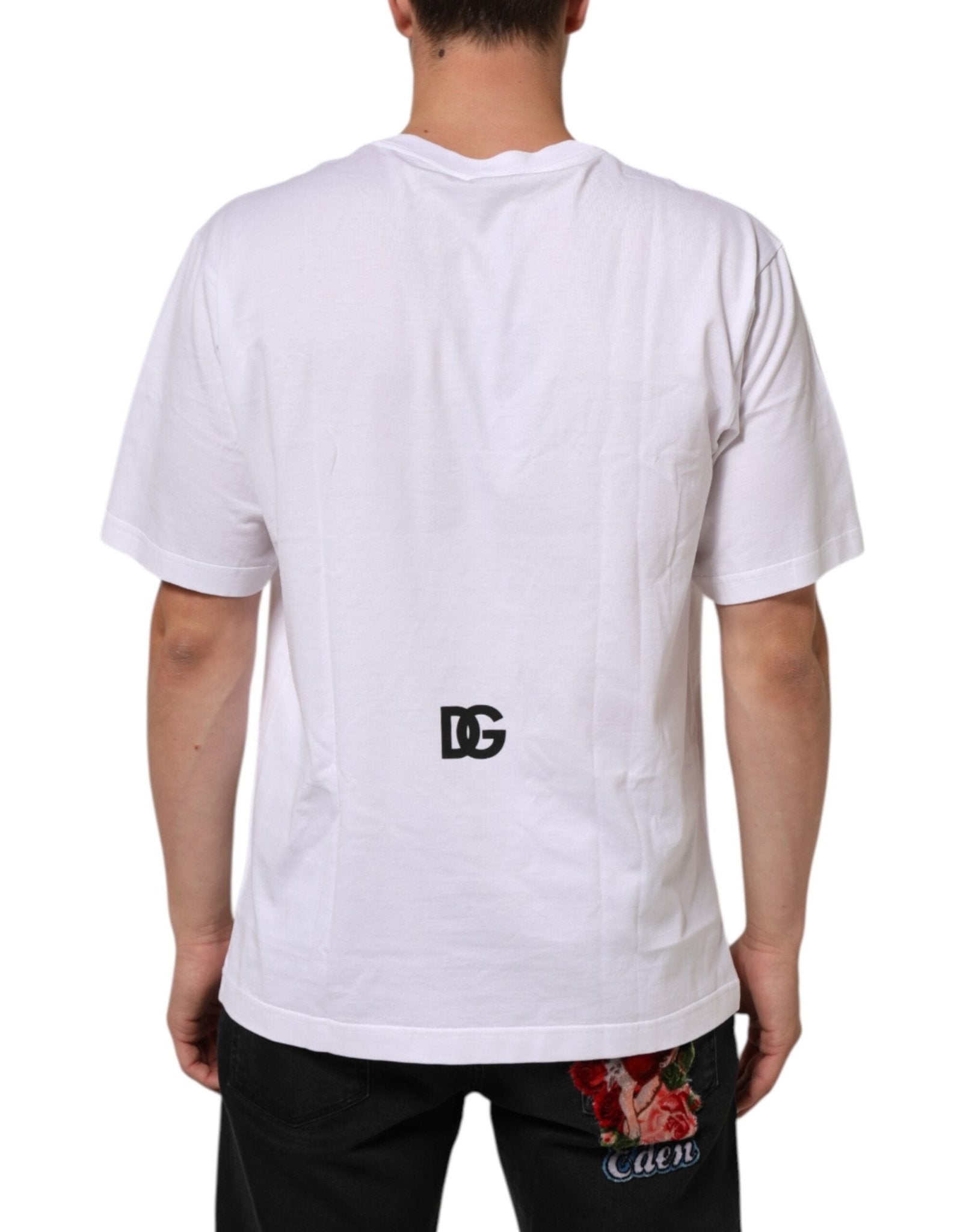 Dolce & Gabbana White Logo Print Cotton Crew Neck Men T-shirt – IT48 | M par Dolce & Gabbana | Disponible sur Sandy Store ByNet