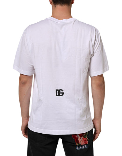 Dolce & Gabbana White Logo Print Cotton Crew Neck Men T-shirt – IT48 | M par Dolce & Gabbana | Disponible sur Sandy Store ByNet