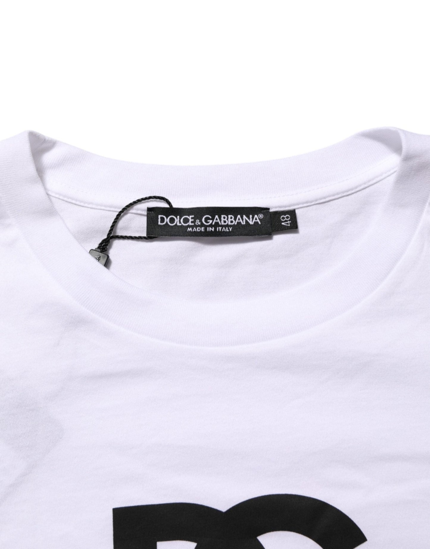 Dolce & Gabbana White Logo Print Cotton Crew Neck Men T-shirt – IT48 | M par Dolce & Gabbana | Disponible sur Sandy Store ByNet