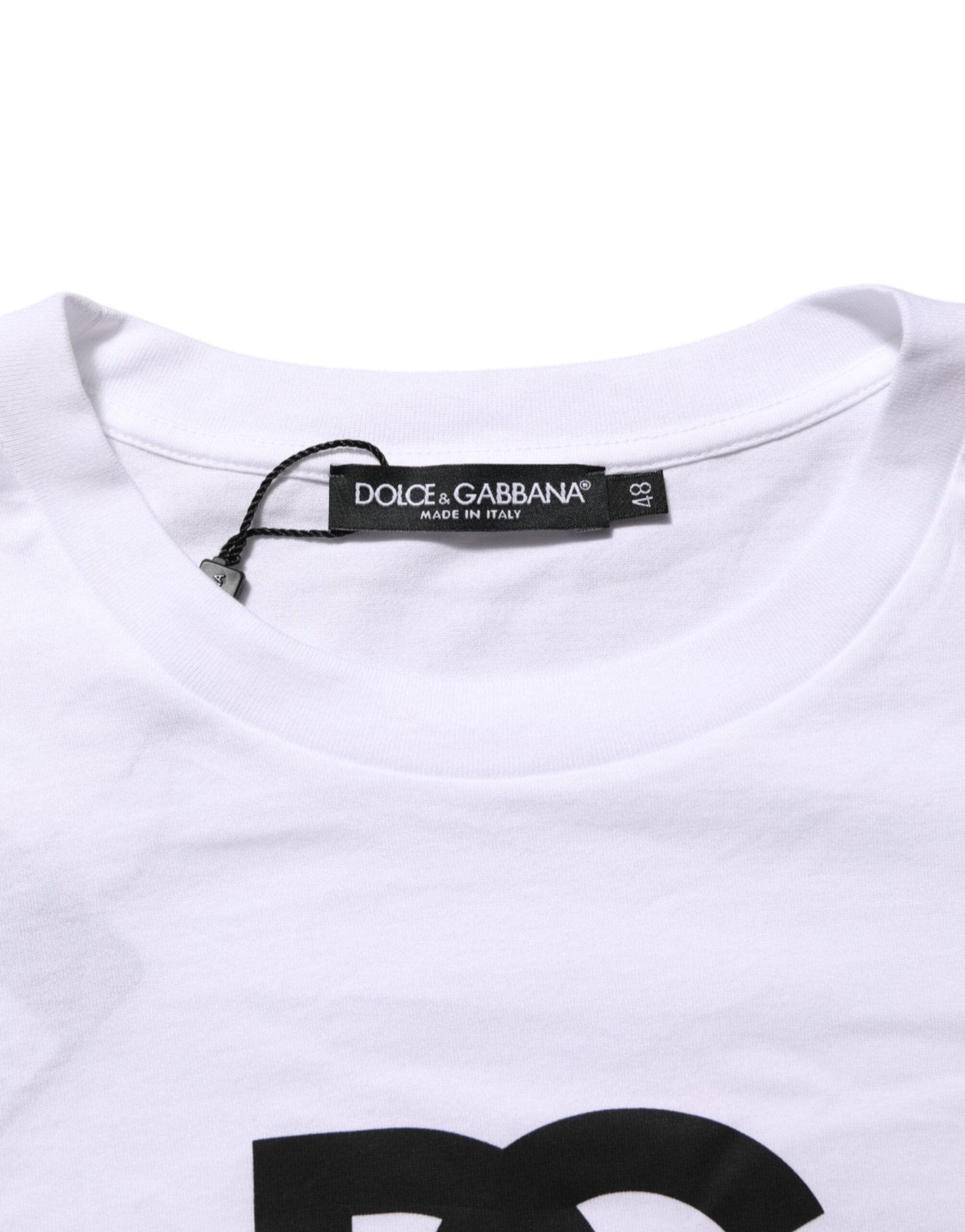 Dolce & Gabbana White Logo Print Cotton Crew Neck Men T-shirt – IT48 | M par Dolce & Gabbana | Disponible sur Sandy Store ByNet