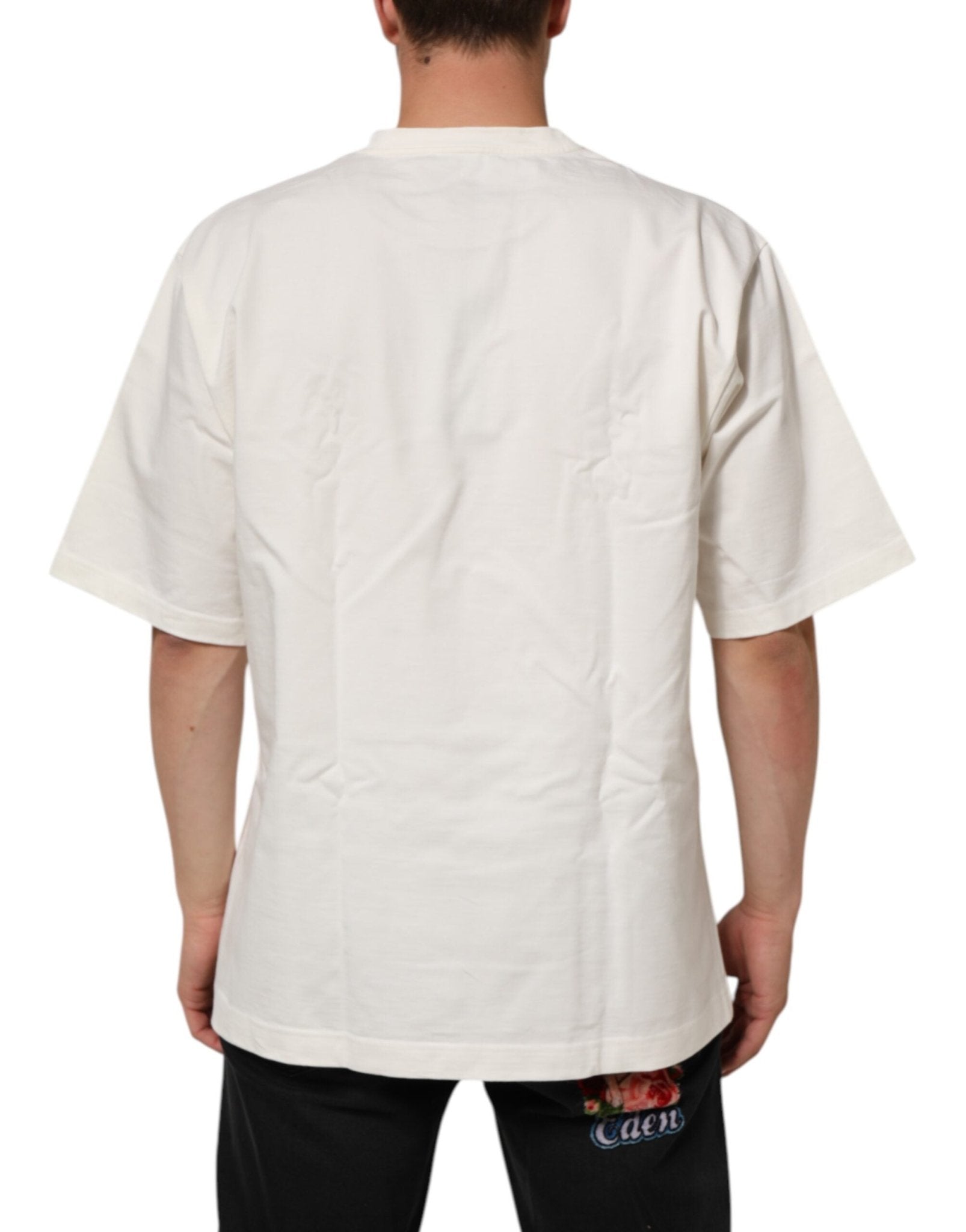 Dolce & Gabbana White Logo Print Cotton Crew Neck Men T-shirt – L par Dolce & Gabbana | Disponible sur Sandy Store ByNet