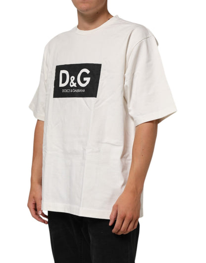 Dolce & Gabbana White Logo Print Cotton Crew Neck Men T-shirt – L par Dolce & Gabbana | Disponible sur Sandy Store ByNet