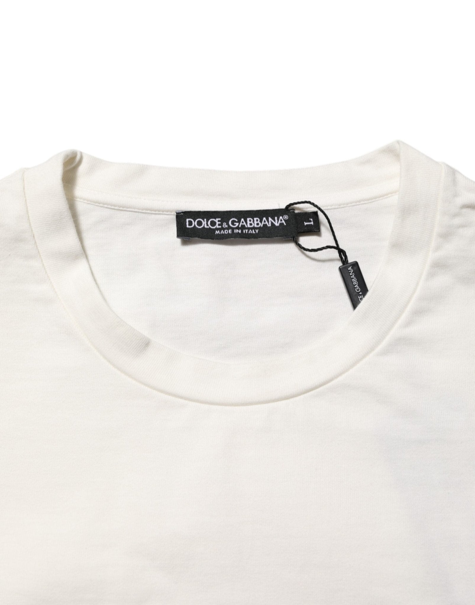 Dolce & Gabbana White Logo Print Cotton Crew Neck Men T-shirt – L par Dolce & Gabbana | Disponible sur Sandy Store ByNet