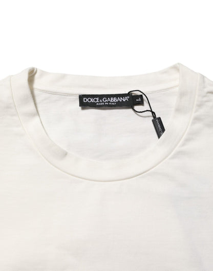 Dolce & Gabbana White Logo Print Cotton Crew Neck Men T-shirt – L par Dolce & Gabbana | Disponible sur Sandy Store ByNet
