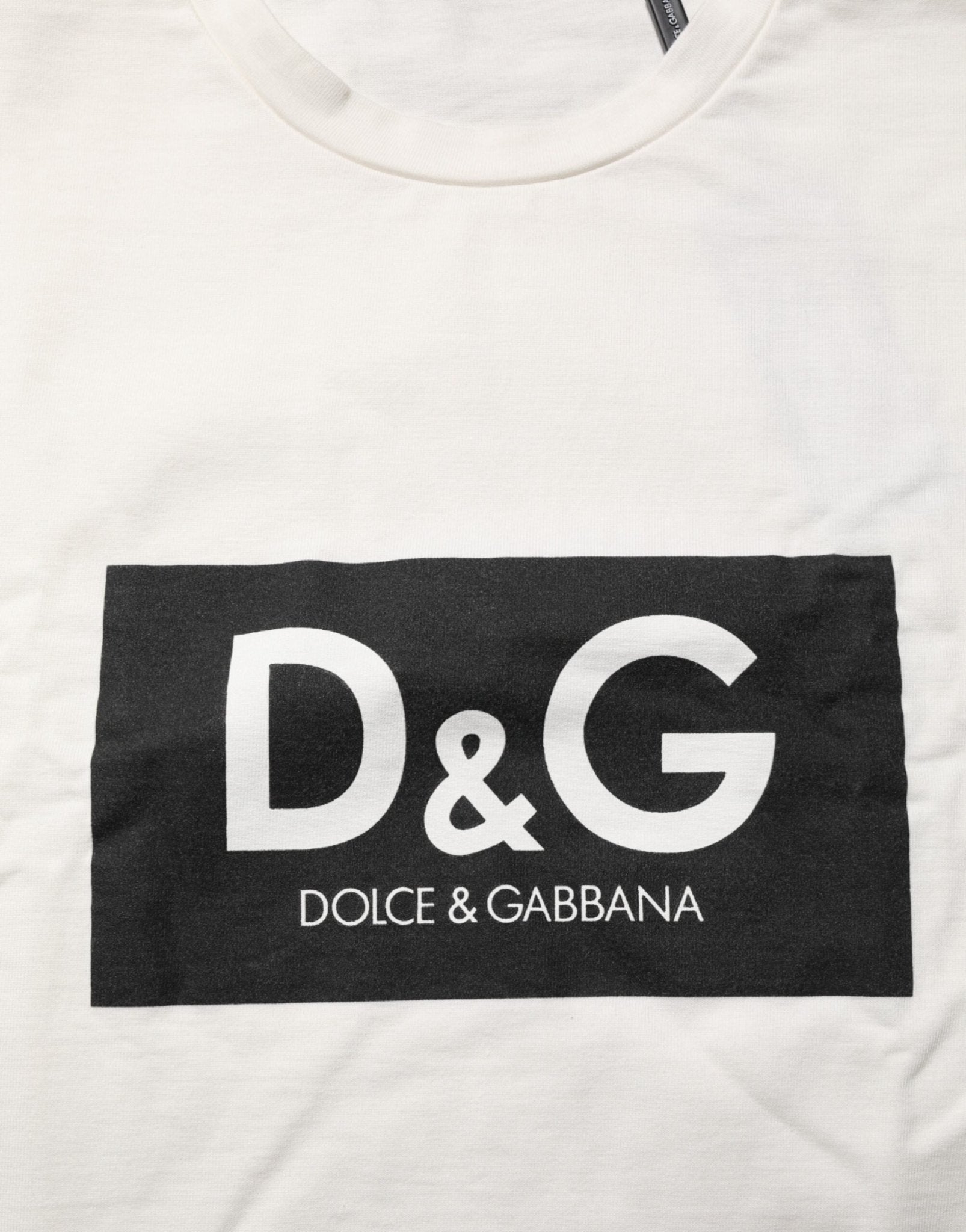 Dolce & Gabbana White Logo Print Cotton Crew Neck Men T-shirt – L par Dolce & Gabbana | Disponible sur Sandy Store ByNet