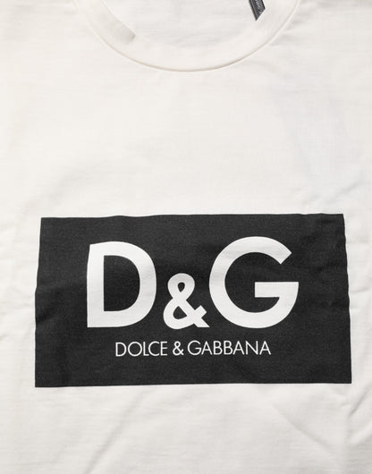Dolce & Gabbana White Logo Print Cotton Crew Neck Men T-shirt – L par Dolce & Gabbana | Disponible sur Sandy Store ByNet