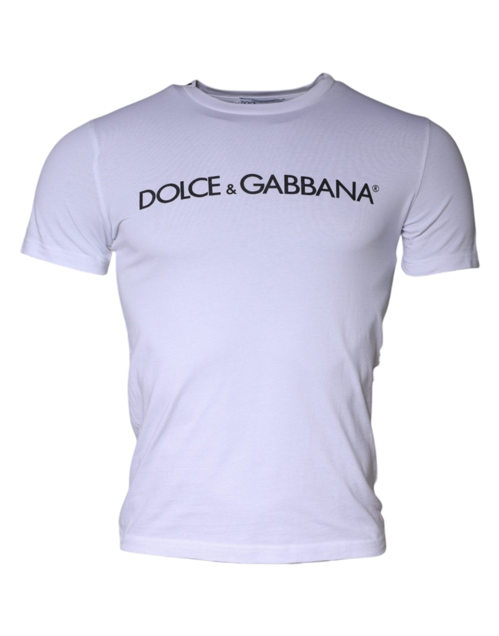 Dolce & Gabbana White Logo Print Cotton Crew Neck T-shirt – IT44 | XS par Dolce & Gabbana | Disponible sur Sandy Store ByNet
