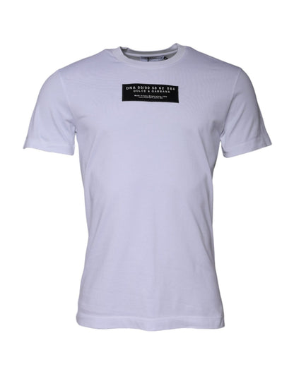 Dolce & Gabbana White Logo Print Cotton Crew Neck T-shirt – IT44 | XS par Dolce & Gabbana | Disponible sur Sandy Store ByNet