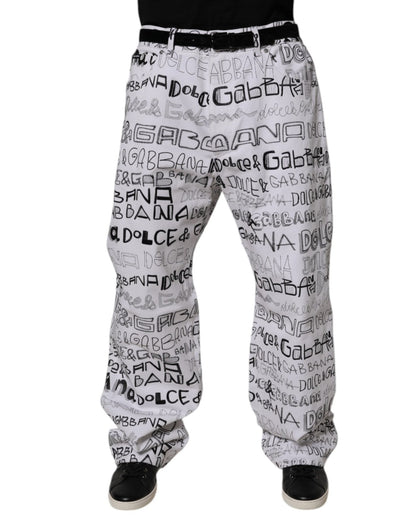 Dolce & Gabbana White Logo Print Straight Men Denim Jeans – IT56 | XXL par Dolce & Gabbana | Disponible sur Sandy Store ByNet
