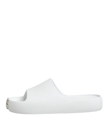 Dolce & Gabbana White Logo Slides Sandals Men Beachwear Shoes – EU40/US7 par Dolce & Gabbana | Disponible sur Sandy Store ByNet