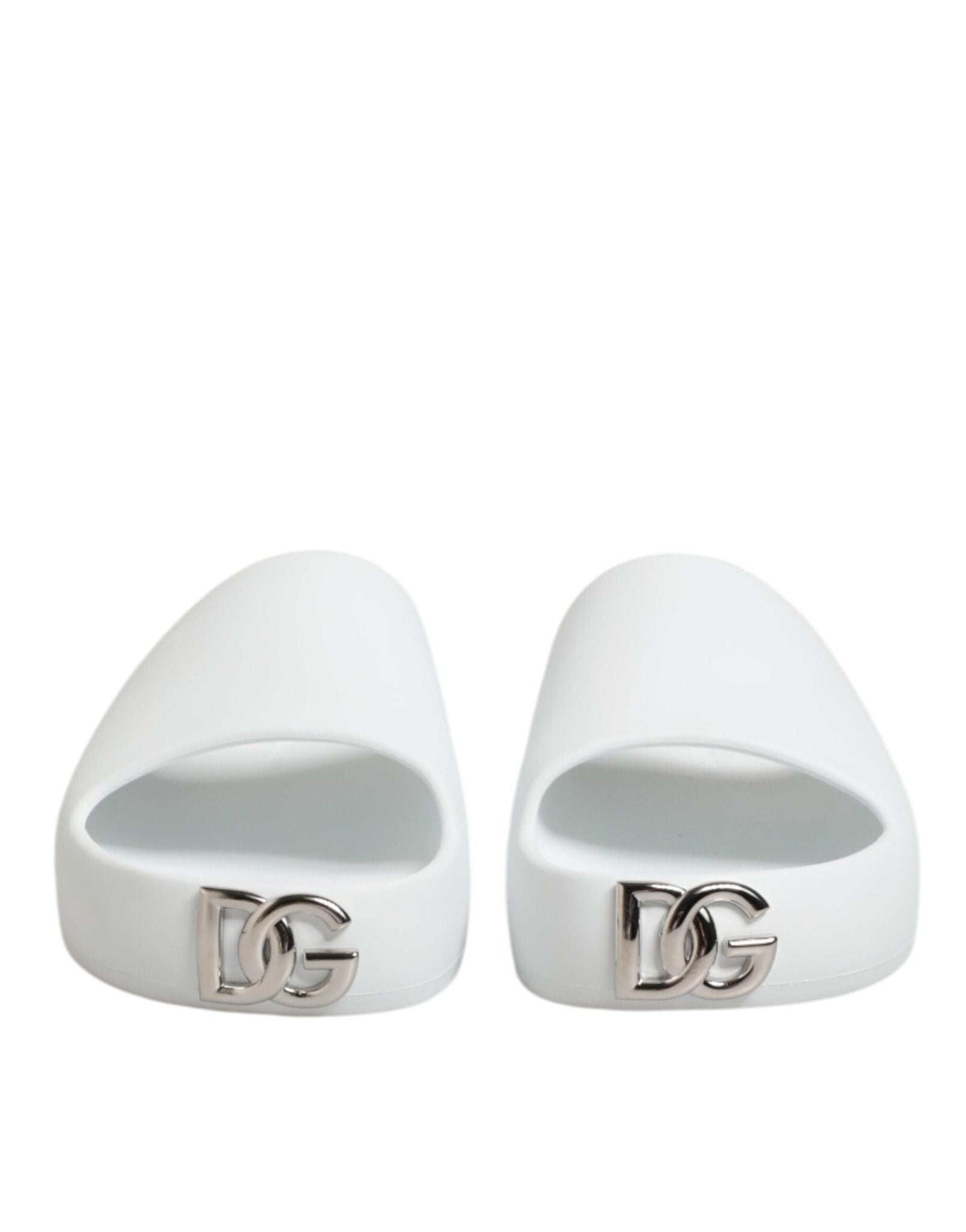 Dolce & Gabbana White Logo Slides Sandals Men Beachwear Shoes – EU40/US7 par Dolce & Gabbana | Disponible sur Sandy Store ByNet