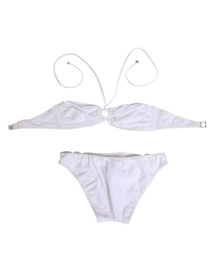 Dolce & Gabbana White Logo Swimsuit 2 Piece Top Bottom Swimwear – IT1 | XS par Dolce & Gabbana | Disponible sur Sandy Store ByNet