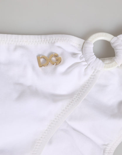 Dolce & Gabbana White Logo Swimsuit 2 Piece Top Bottom Swimwear – IT1 | XS par Dolce & Gabbana | Disponible sur Sandy Store ByNet