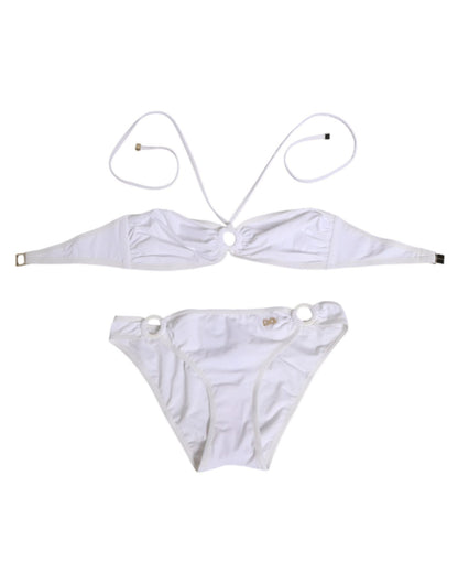Dolce & Gabbana White Logo Swimsuit 2 Piece Top Bottom Swimwear – IT1 | XS par Dolce & Gabbana | Disponible sur Sandy Store ByNet