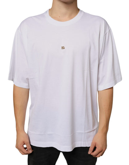 Dolce & Gabbana White Metal DG Logo Cotton Short Sleeves T-shirt – IT58 | 3XL par Dolce & Gabbana | Disponible sur Sandy Store ByNet