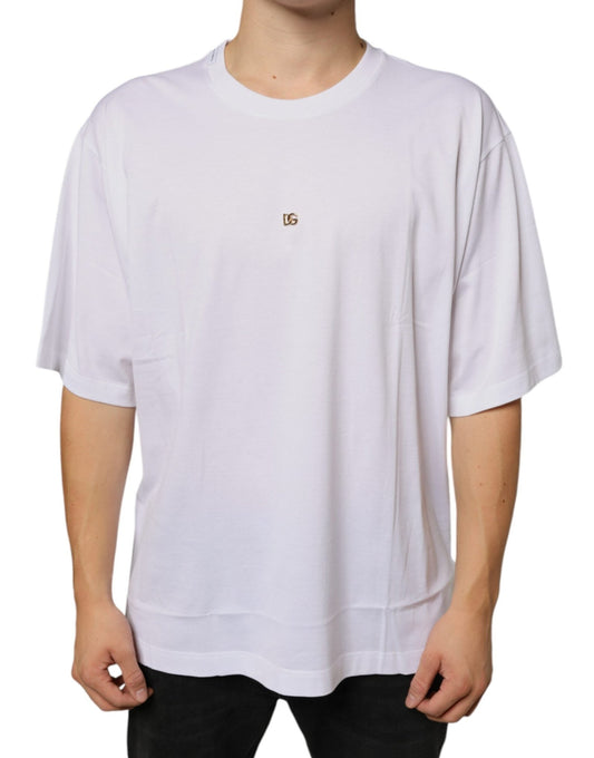 Dolce & Gabbana White Metal DG Logo Cotton Short Sleeves T-shirt – IT58 | 3XL par Dolce & Gabbana | Disponible sur Sandy Store ByNet