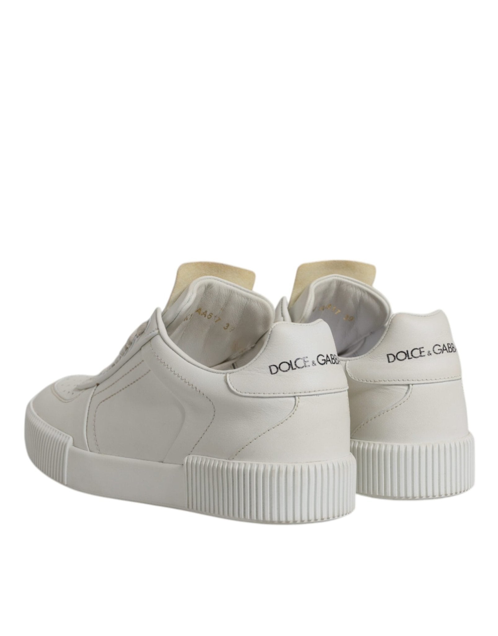 Dolce & Gabbana White Miami Leather Low Top Sneakers Shoes - Sandy Store ByNet