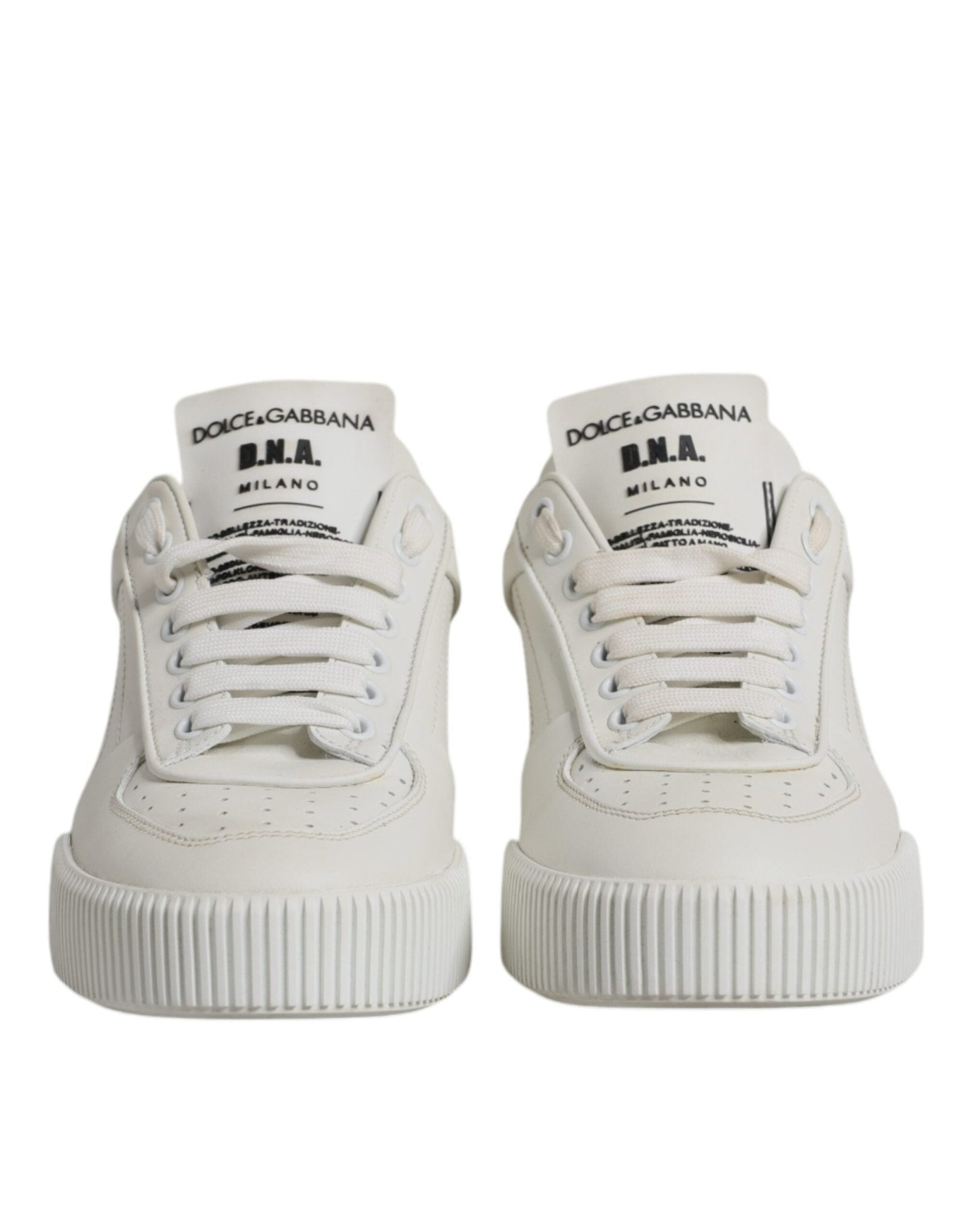 Dolce & Gabbana White Miami Leather Low Top Sneakers Shoes - Sandy Store ByNet