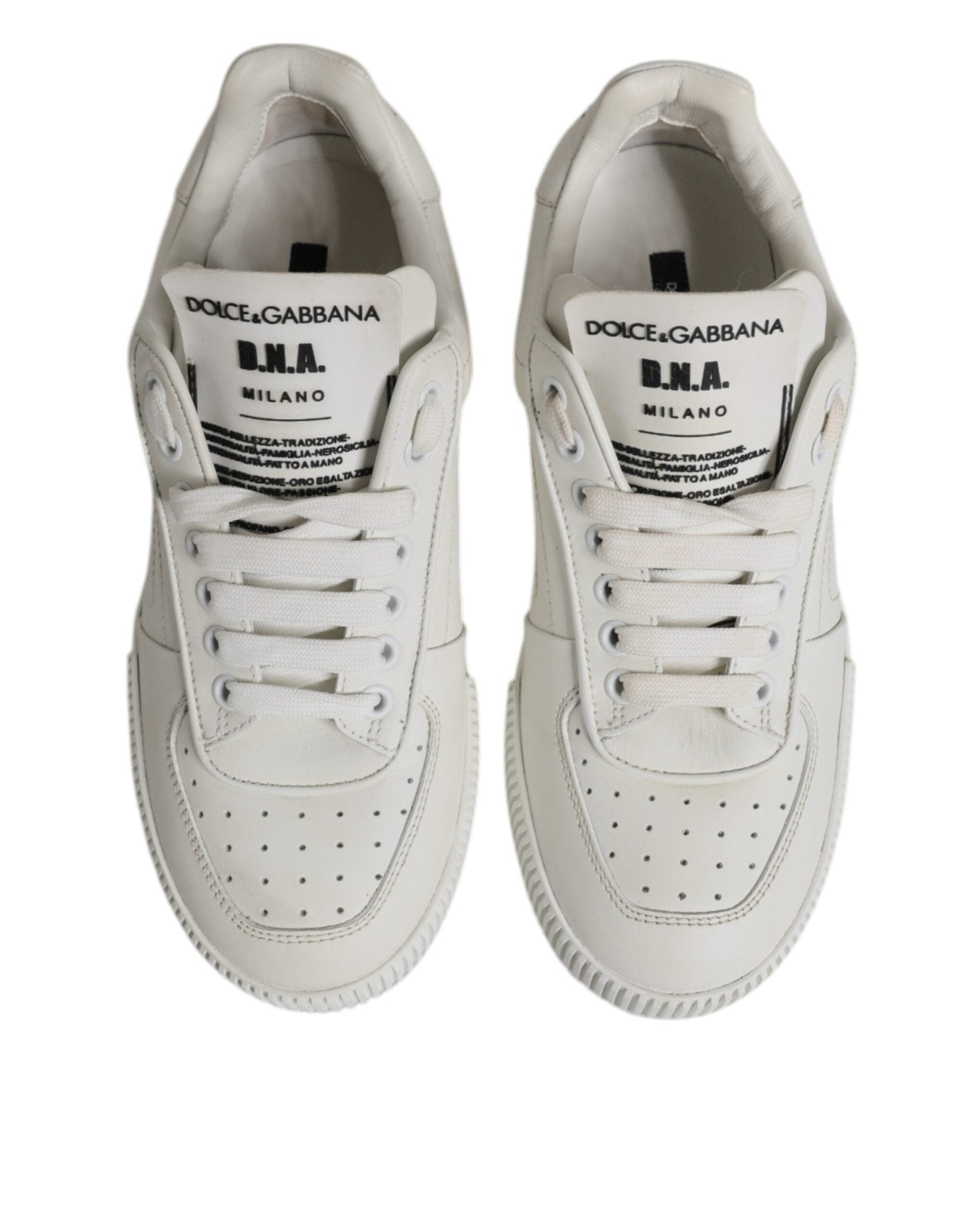 Dolce & Gabbana White Miami Leather Low Top Sneakers Shoes - Sandy Store ByNet