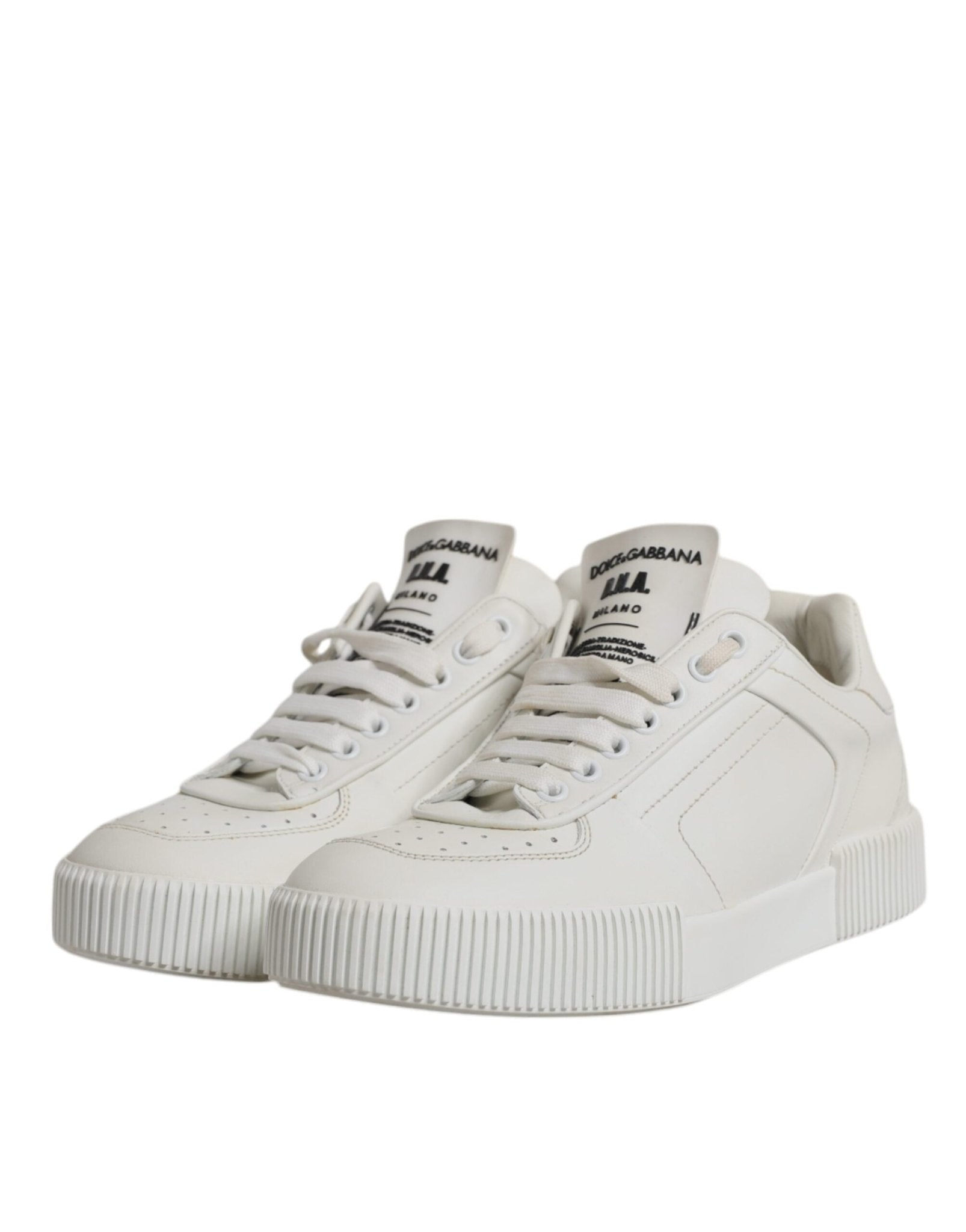Dolce & Gabbana White Miami Leather Low Top Sneakers Shoes - Sandy Store ByNet