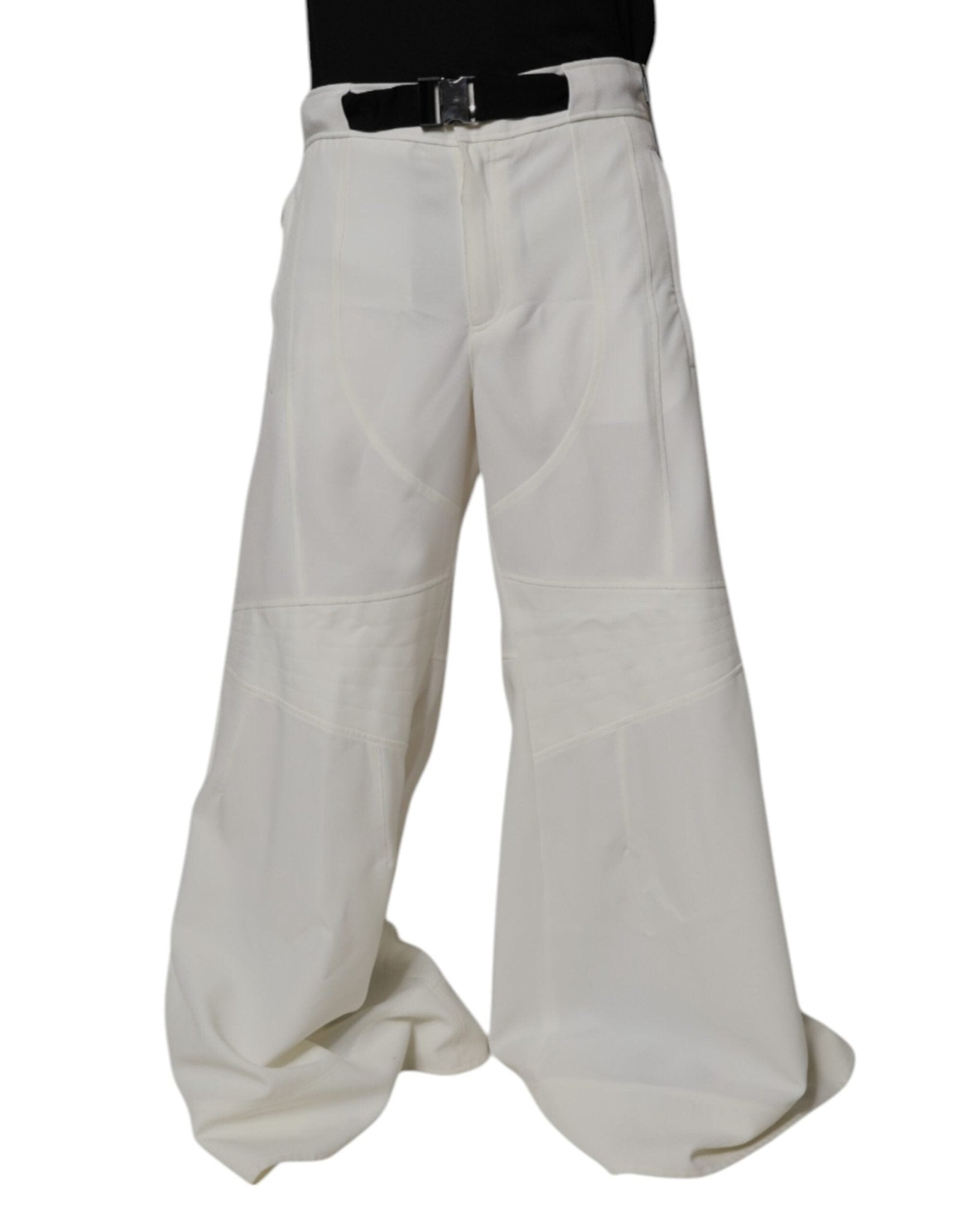 Dolce & Gabbana White Mid Waist Wide Leg Pants – IT50 | L par Dolce & Gabbana | Disponible sur Sandy Store ByNet
