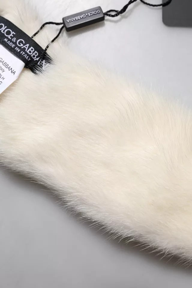 Dolce & Gabbana White Mink Fur Collar Women Neck Wrap Scarf - Sandy Store ByNet