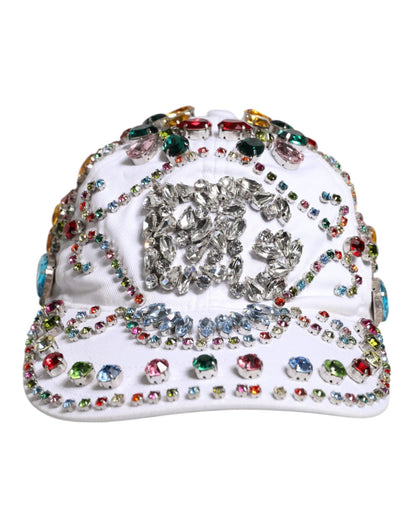 Dolce & Gabbana White Multicolor Crystal Embellish Baseball Cap – 58 cm|M par Dolce & Gabbana | Disponible sur Sandy Store ByNet
