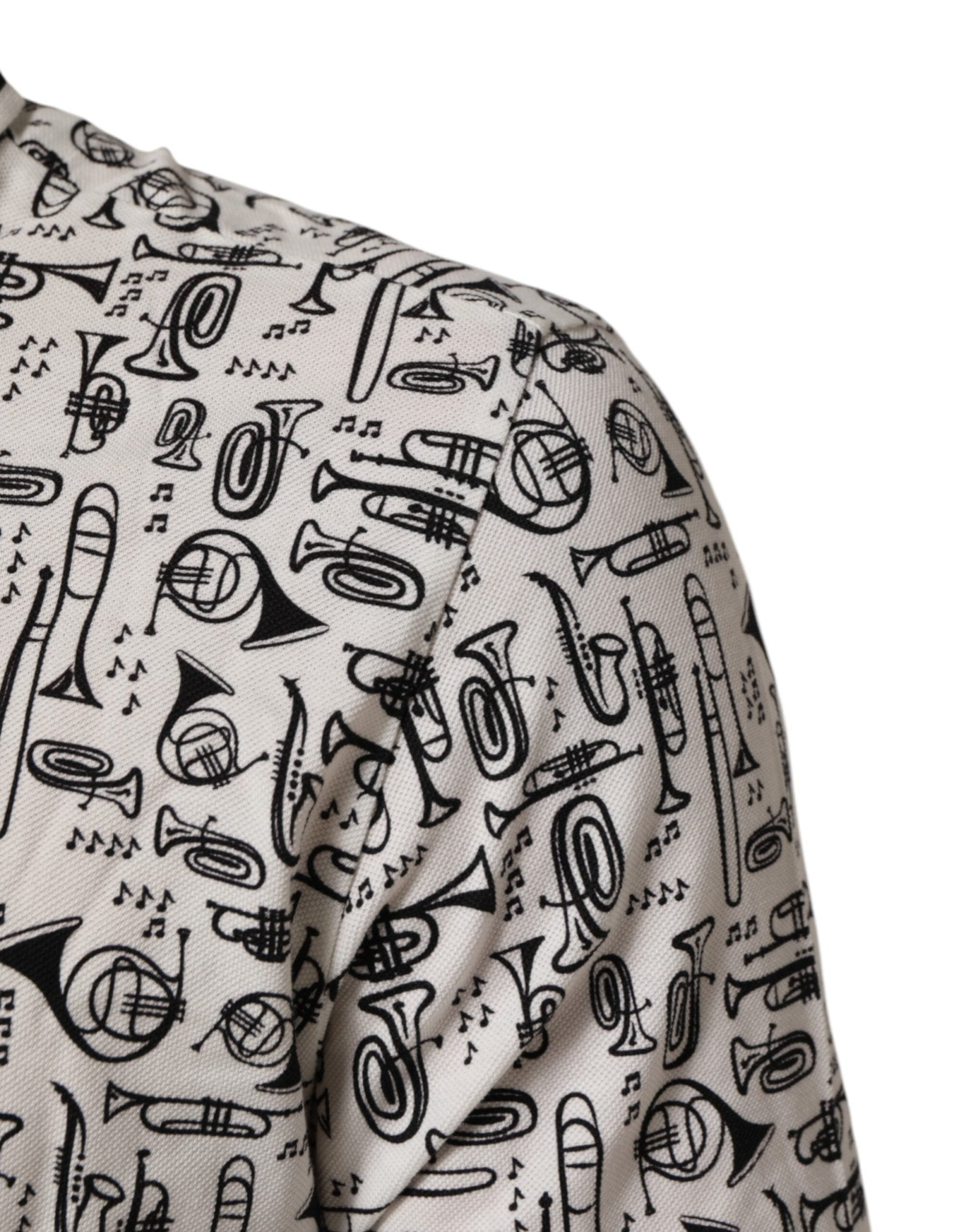 Dolce & Gabbana White Musical Print Collared Polo T-shirt – IT52 | XL par Dolce & Gabbana | Disponible sur Sandy Store ByNet