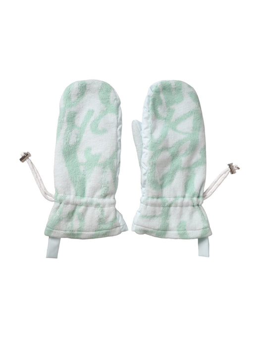 Dolce & Gabbana White Nylon Fleece Wrist Length Mitten Gloves - Sandy Store ByNet