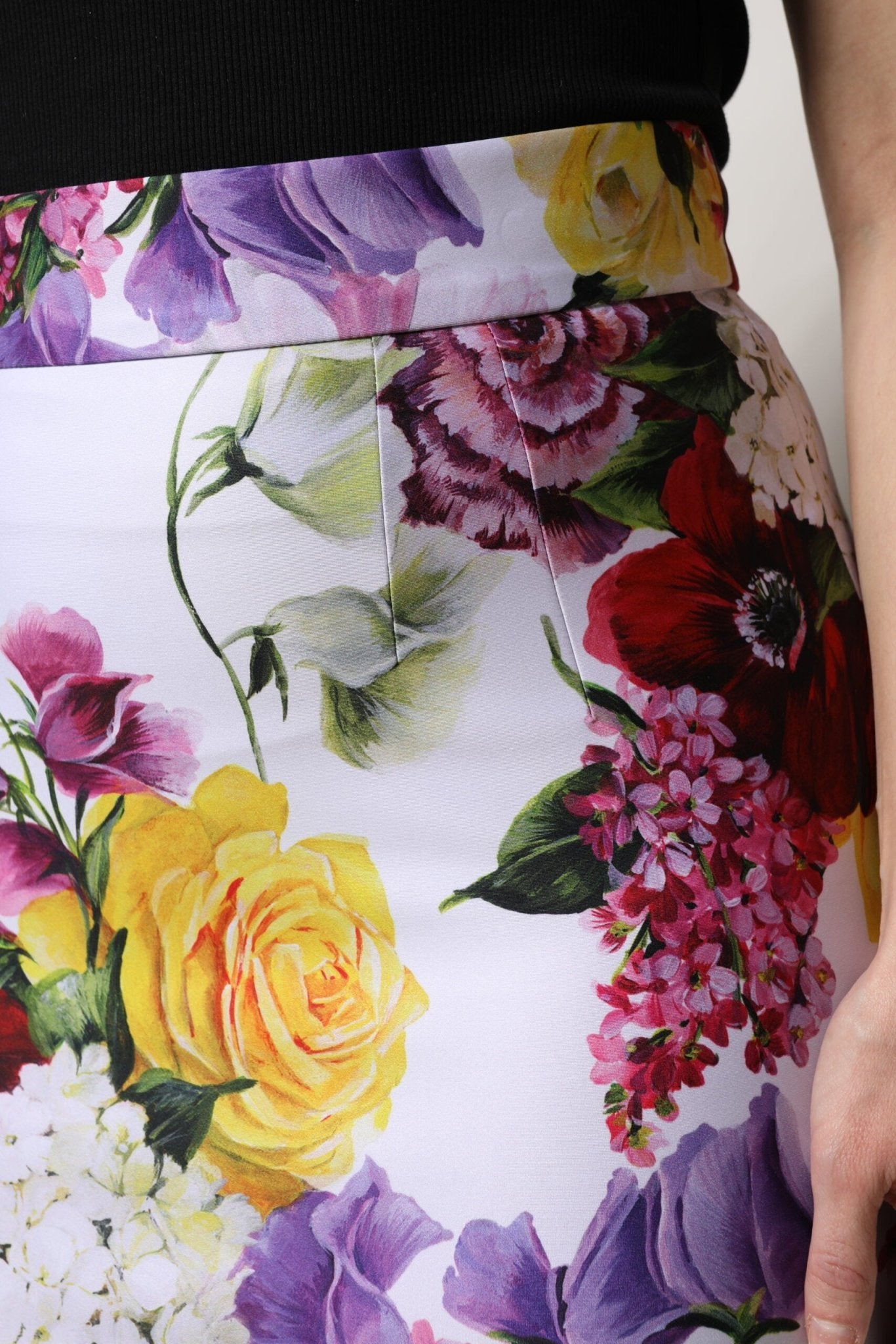 Dolce & Gabbana White Nylon Floral Pencil Cut Midi Skirt - Sandy Store ByNet