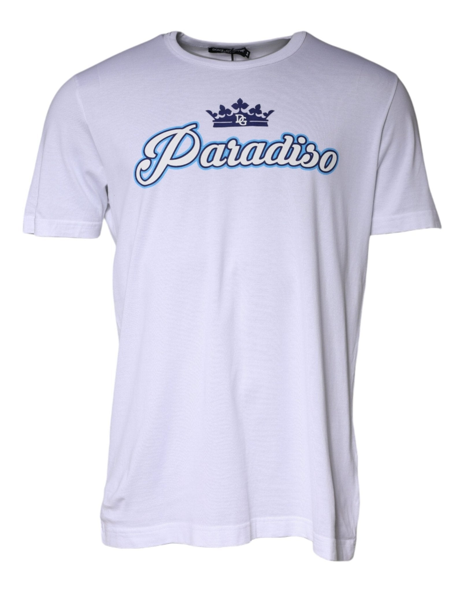 Dolce & Gabbana White Paradiso Cotton Shorts Sleeves T-shirt – IT58 | 3XL par Dolce & Gabbana | Disponible sur Sandy Store ByNet