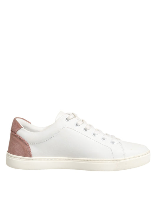 Dolce & Gabbana White Pink Leather Low Top Sneakers Shoes – EU35/US4.5 par Dolce & Gabbana | Disponible sur Sandy Store ByNet