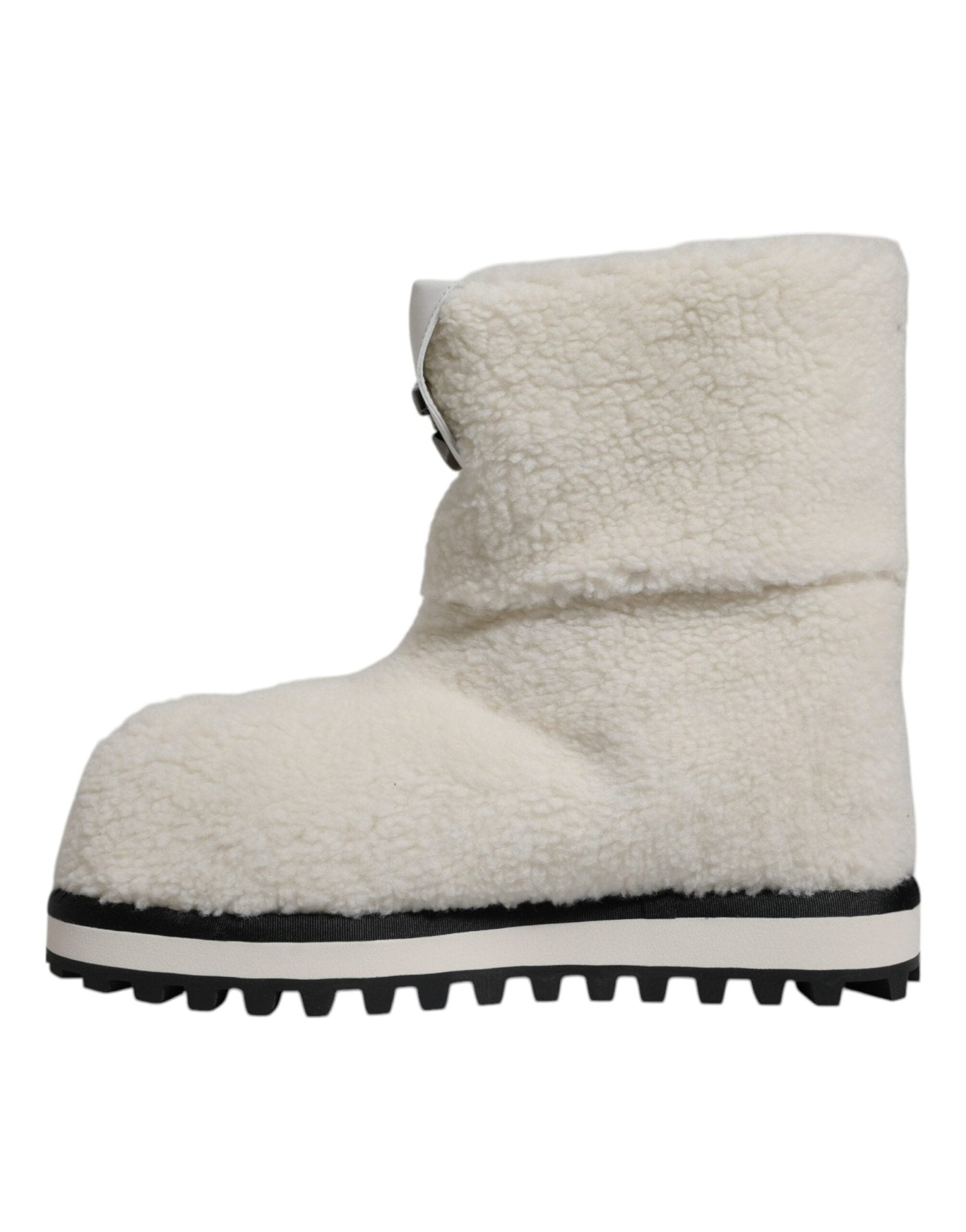Dolce & Gabbana White Plush Logo Padded Mid Calf Boots Shoes - Sandy Store ByNet
