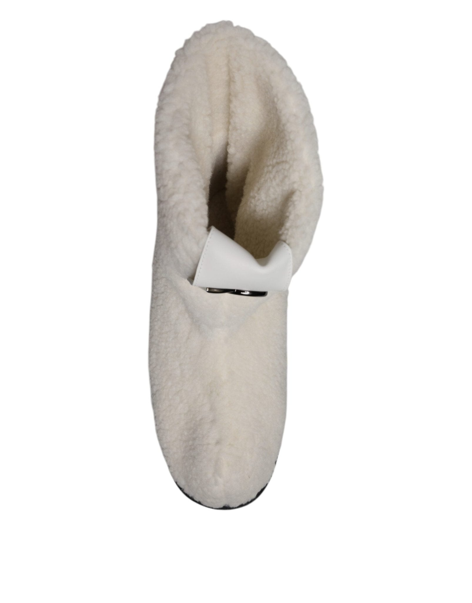 Dolce & Gabbana White Plush Logo Padded Mid Calf Boots Shoes - Sandy Store ByNet