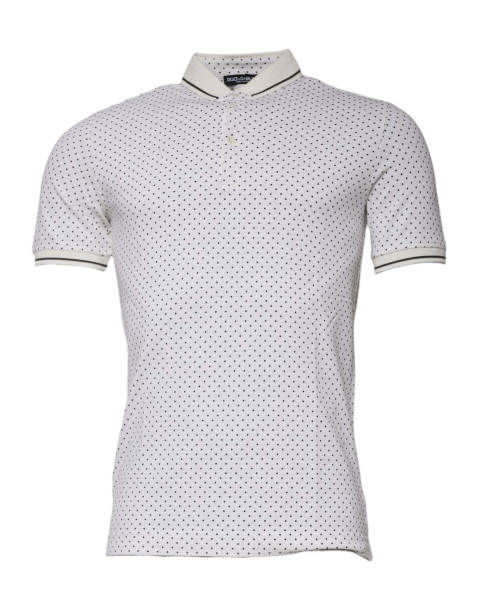 Dolce & Gabbana White Polka Dot Cotton Collared Polo T-shirt – IT44 | XS par Dolce & Gabbana | Disponible sur Sandy Store ByNet