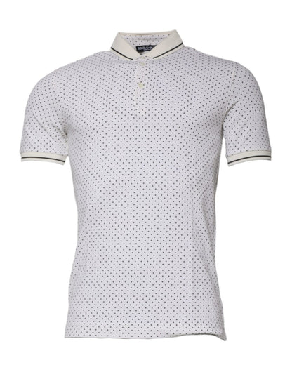 Dolce & Gabbana White Polka Dot Cotton Collared Polo T-shirt – IT44 | XS par Dolce & Gabbana | Disponible sur Sandy Store ByNet