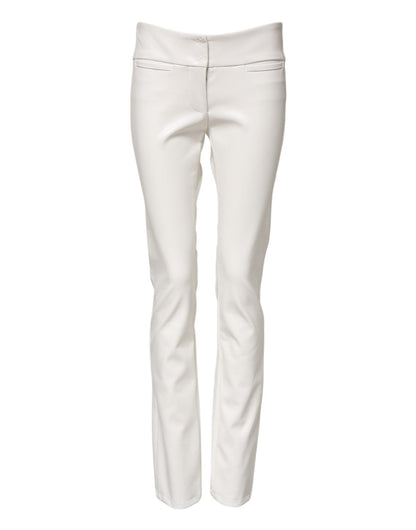 Dolce & Gabbana White Polyurethane High Waist Tapered Pants – IT40|S par Dolce & Gabbana | Disponible sur Sandy Store ByNet