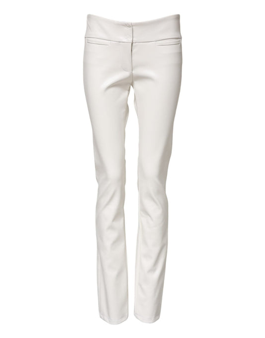 Dolce & Gabbana White Polyurethane High Waist Tapered Pants – IT40|S par Dolce & Gabbana | Disponible sur Sandy Store ByNet